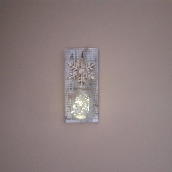 Snowflake Mason Jar Sconce - Picture 3 of 4
